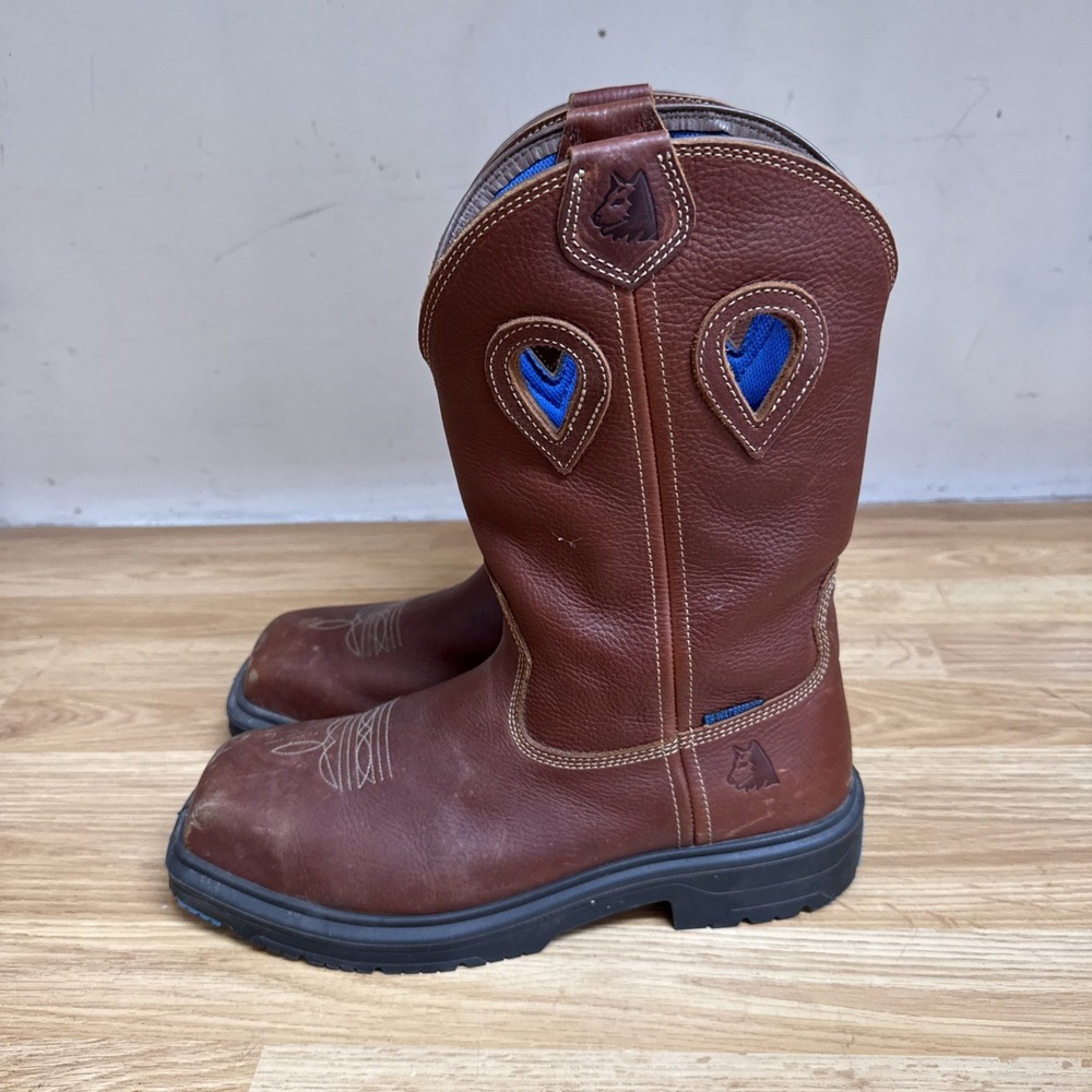 Men's Size 13 Steel Blue Blue Heeler Western Steel Toe Boot Pull On Square Toe